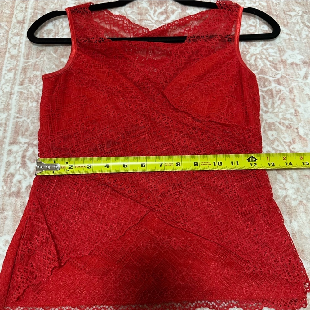 Red Lace V-Neck Open Back Top - Picture 10 of 10